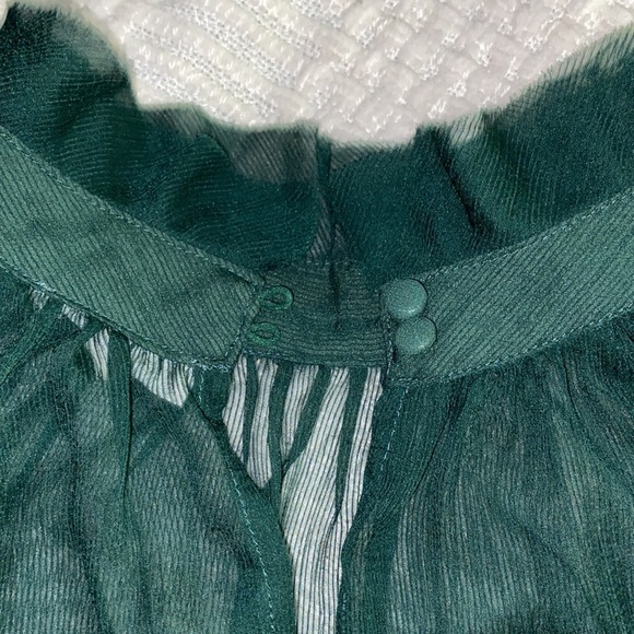 Boutique Deep Forest Green Chiffon Blouse With Bishop Sleeves - Picture 4 of 6